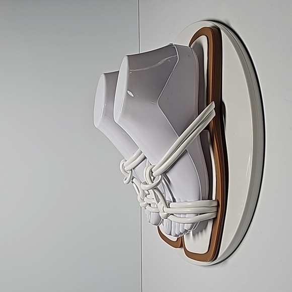 Azalea Wang Stetson Sandals Slides Tubular Straps Knotted Square Toe White 10 - Picture 9 of 13